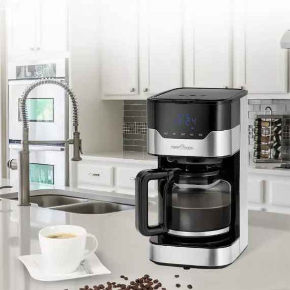 Кофеварка капельная, 1,5 л, нержавеющая сталь, пластик, PROFI COOK, изображение 2