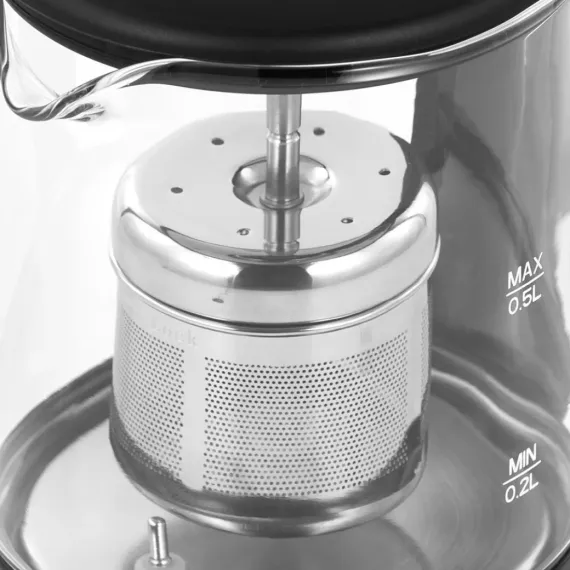 Чайник электрический, 0,5 л, нержавеющая сталь, стекло, PROFI COOK, изображение 5