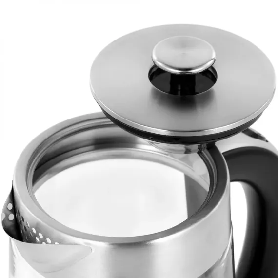 Чайник электрический с заварочным чайником, 1,8 л, нержавеющая сталь, стекло, PROFI COOK, изображение 5