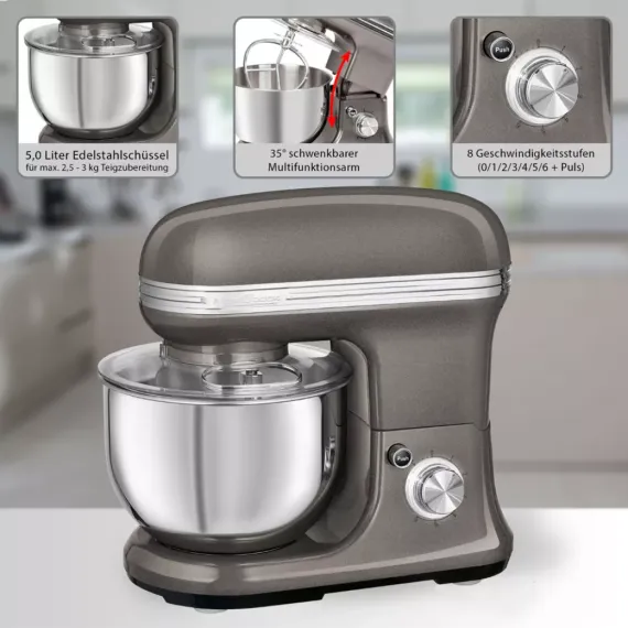 Комбайн кухонный, алюминий, пластик, PROFI COOK, изображение 4