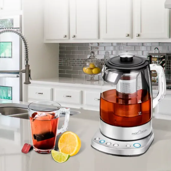 Чайник , нержавеющая сталь, стекло, прозрачный, PROFI COOK, изображение 7