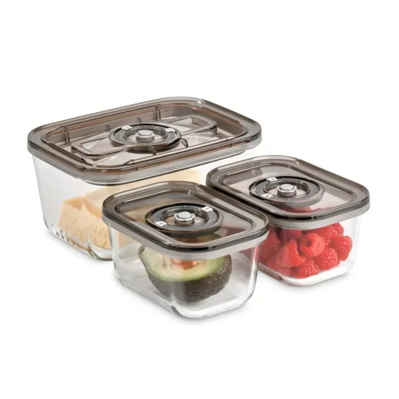 Набор из 3-х вакуумных контейнеров с адаптером VacuBoxx Eco-Set, стекло, тритан, CASO, изображение 3