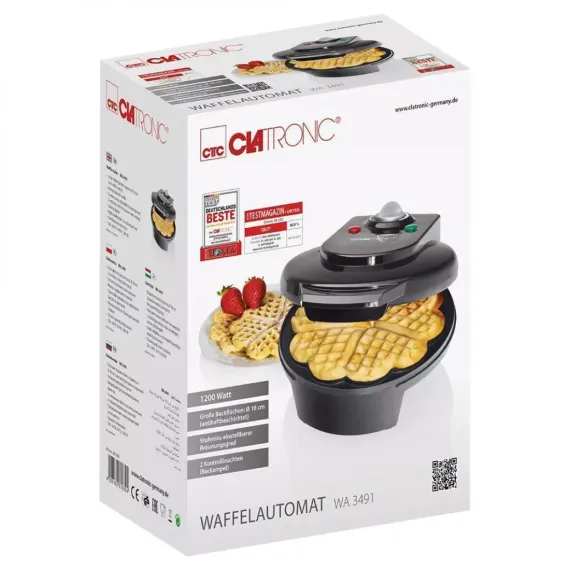 Вафельница с антипригарным покрытием, 11,5 х 20,5 х 25 см, пластик, CLATRONIC, изображение 4