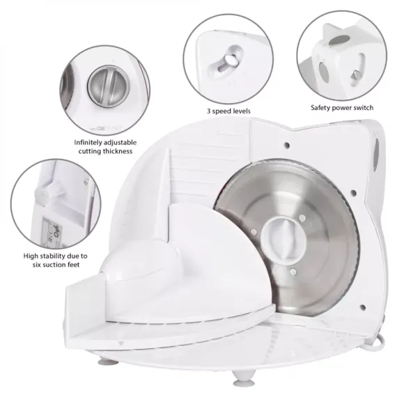 Слайсер - ломтерезка, нержавеющая сталь, пластик, CLATRONIC, изображение 3