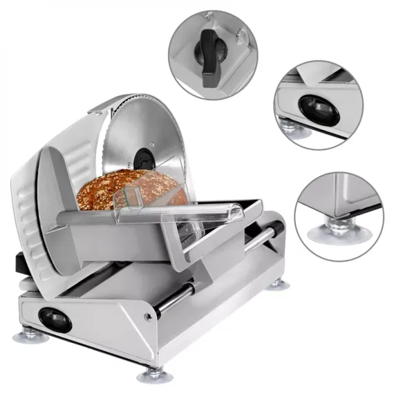 Слайсер - ломтерезка, 36,5 х 26,5 х 23,5 см, нержавеющая сталь, алюминий, CLATRONIC, изображение 3