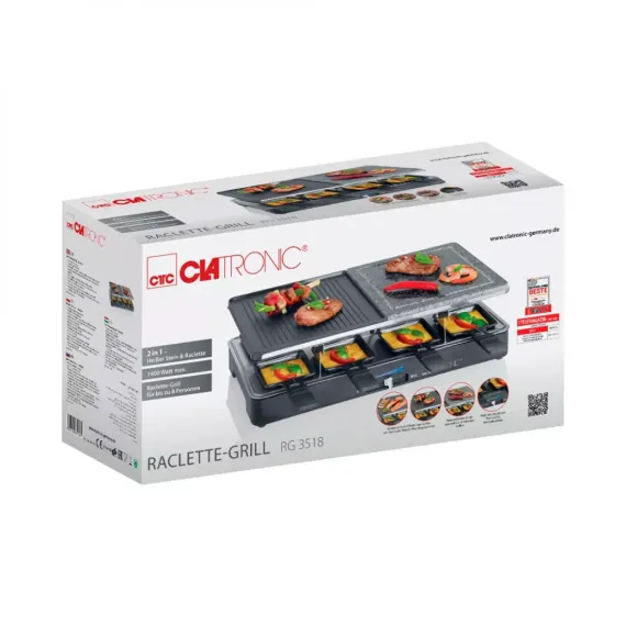 Гриль - раклетница, 46 х 23 см, нержавеющая сталь, CLATRONIC, изображение 8