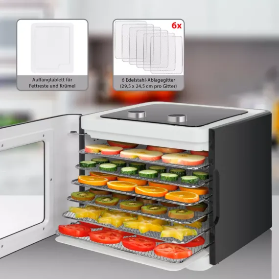 Сушилка для овощей и фруктов, 32,5 х 37 х 29,5 см, нержавеющая сталь, пластик, CLATRONIC, изображение 9