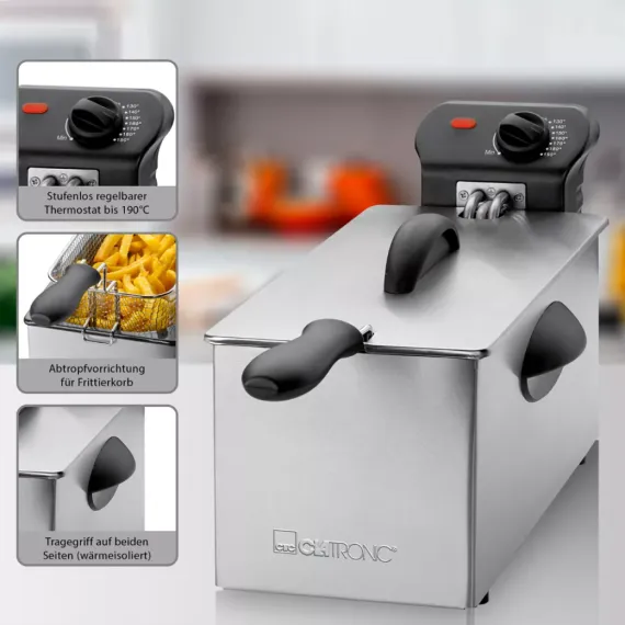 Фритюрница, 3 л, 21,5 х 40,5 х 24 см, нержавеющая сталь, CLATRONIC, изображение 5