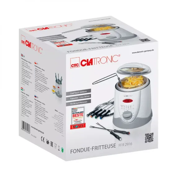 Фритюрница - фондю, 1 л, 19 х 19 х 24 см, пластик, нержавеющая сталь, CLATRONIC, изображение 5