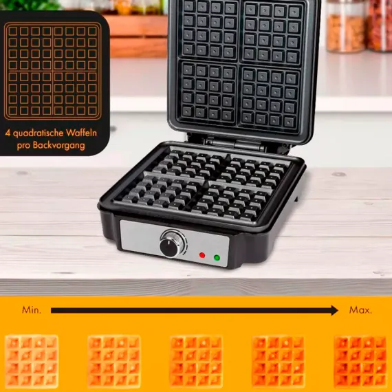 Вафельница на 4 вафли, нержавеющая сталь, пластик, PROFI COOK, изображение 4