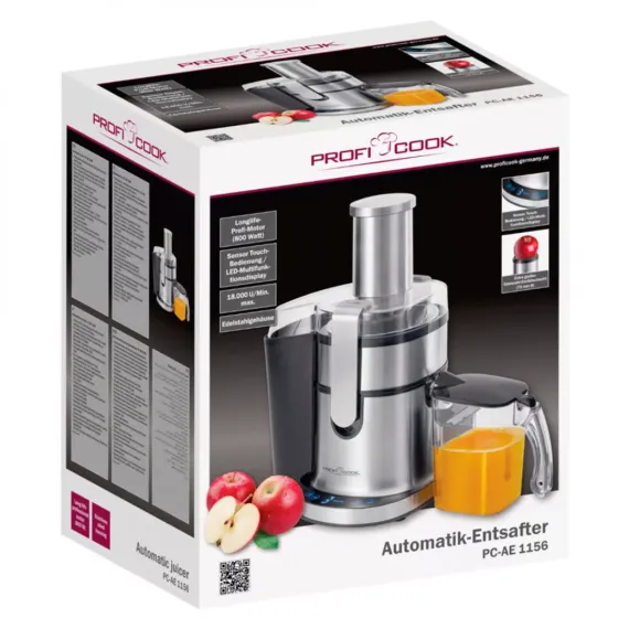 Соковыжималка автоматическая, нержавеющая сталь, пластик, PROFI COOK, изображение 4