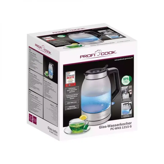 Чайник электрический, 1,7 л, нержавеющая сталь, PROFI COOK, изображение 2