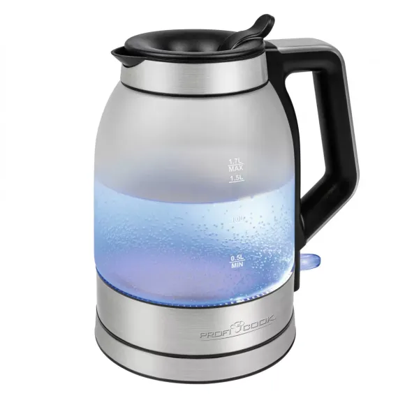 Чайник электрический, 1,7 л, нержавеющая сталь, PROFI COOK, изображение 3