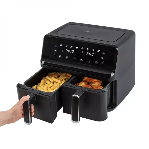 Аэрофритюрница с двумя чашами по 4 л, пластик, нержавеющая сталь, CLATRONIC, изображение 2