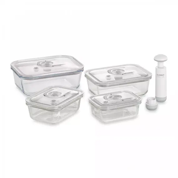 Набор из 4-х вакуумных контейнеров с насосом VacuBoxx E-set, стекло, тритан, CASO