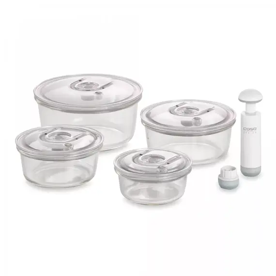 Набор из 4-х вакуумных контейнеров c насосом VacuBoxx R-set, стекло, тритан, CASO