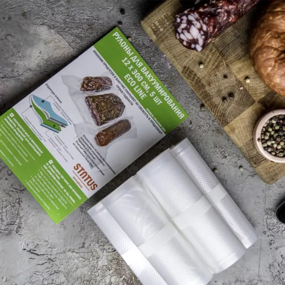 Рулон для вакуумной упаковки, 5 штук, размер: 12 х 300 см, материал: полиэтилен, STATUS, изображение 2