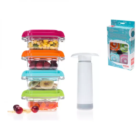 Набор из 4-х вакуумных контейнеров и насоса, 150 мл, тритан, STATUS, изображение 5