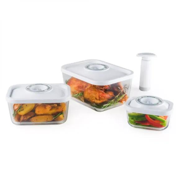 Набор из 3-х вакуумных контейнеров и насоса, тритан, боросиликатное стекло, серия Glass-Set, STATUS, изображение 2