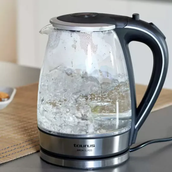 Чайник электрический, 1,8 л, нержавеющая сталь, стекло, TAURUS, изображение 4