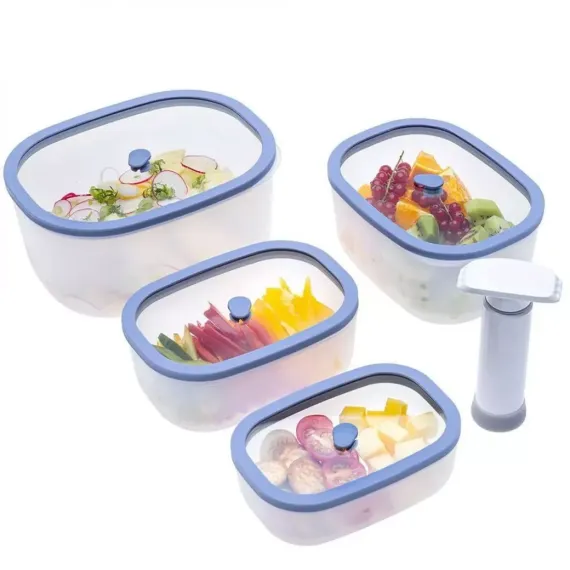 Набор из 4-х вакуумных контейнеров и нососа, 0,5 л, 0,9 л, 1,4 л, 2,3 л, полипропилен, стекло, серия Fresco, STATUS, изображение 2