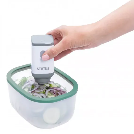 Набор из 4-х вакуумных контейнеров и нососа, 0,5 л, 0,9 л, 1,4 л, 2,3 л, полипропилен, стекло, серия Fresco, STATUS, изображение 3