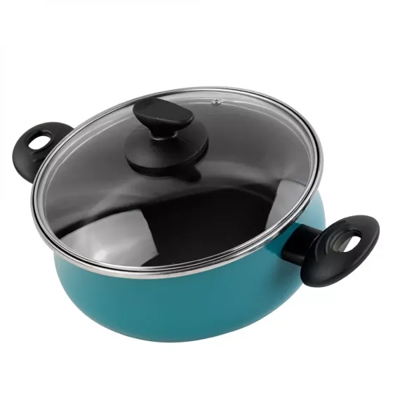 Кастрюля низкая с крышкой, 24 см, 4.5 л, сталь, стеклоэмаль, серия Country, VITRINOR, изображение 2