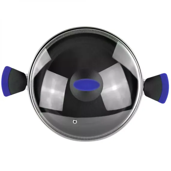 Кастрюля низкая с крышкой, 24 см, 4.5 л, сталь, стеклоэмаль, серия Danubio, VITRINOR, изображение 3