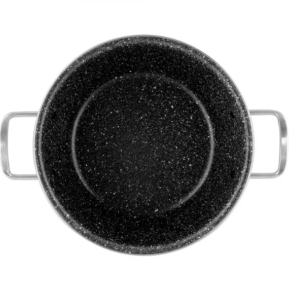Кастрюля низкая с крышкой, 24 см, сталь, стеклоэмаль, серия Dragon Piedra, VITRINOR, изображение 3