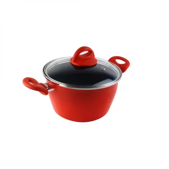 Кастрюля высокая с крышкой, 24 см, сталь, стеклоэмаль, серия Pomodoro, VITRINOR, изображение 2