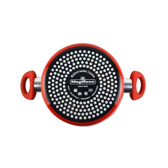 Кастрюля низкая с крышкой, 24 см, сталь, стеклоэмаль, серия Pomodoro, VITRINOR, изображение 3