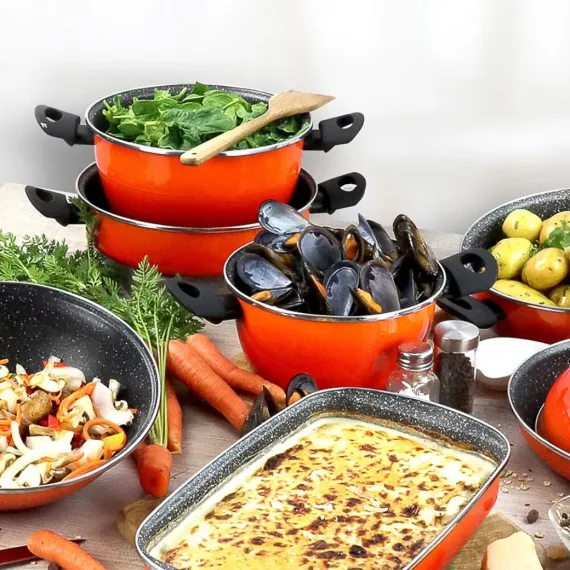 Кастрюля низкая с крышкой, 24 см, 4.4 л, сталь, стеклоэмаль, серия Sfumatto, VITRINOR, изображение 2