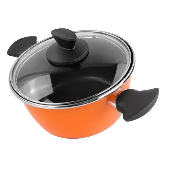 Кастрюля низкая с крышкой, 24 см, 4.4 л, сталь, стеклоэмаль, серия Valencia 21, VITRINOR, изображение 2