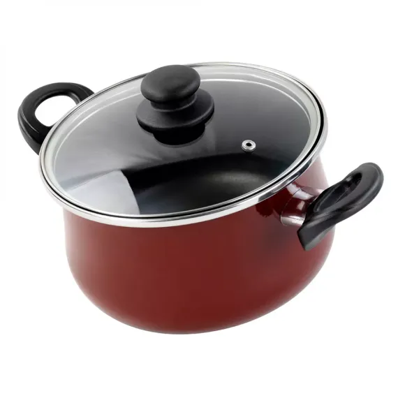 Кастрюля с крышкой, 26 см, 6.5 л, сталь, стеклоэмаль, серия Authentique Burgundy, VITRINOR, изображение 2