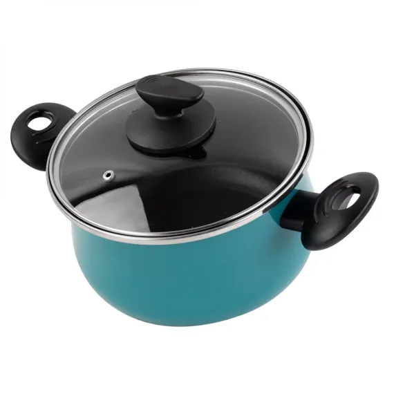 Кастрюля высокая с крышкой, 24 см, 6.5 л, сталь, стеклоэмаль, серия Country, VITRINOR, изображение 2