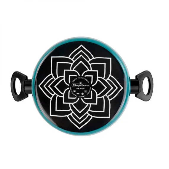 Кастрюля низкая с крышкой, 24 см, сталь, стеклоэмаль, серия Lotus, VITRINOR, изображение 3