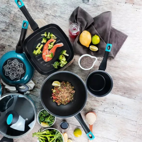 Кастрюля низкая с крышкой, 24 см, сталь, стеклоэмаль, серия Lotus, VITRINOR, изображение 4