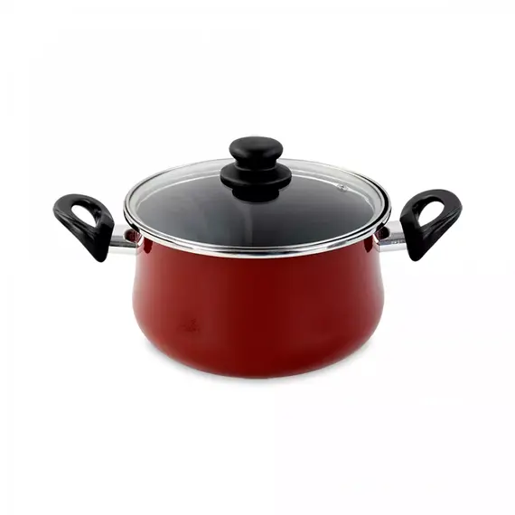 Кастрюля с крышкой, 18 см, 2.5 л, сталь, стеклоэмаль, серия Authentique Burgundy, VITRINOR