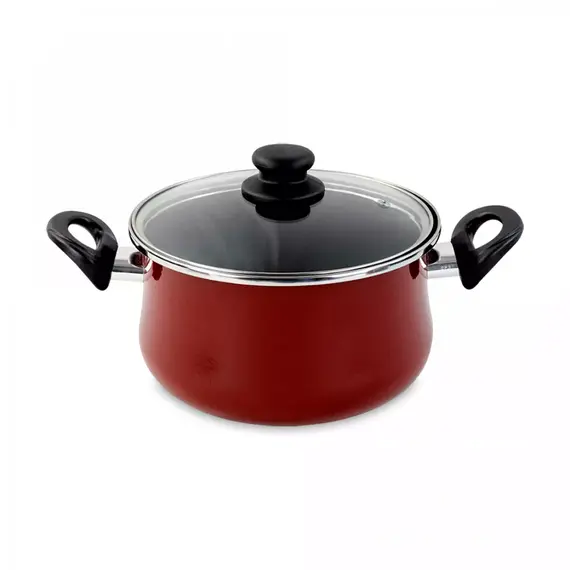 Кастрюля с крышкой, 22 см, 4.5 л, сталь, стеклоэмаль, серия Authentique Burgundy, VITRINOR