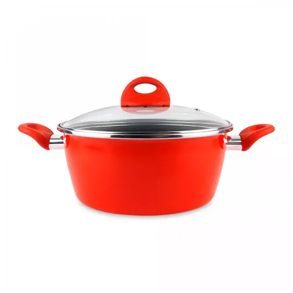Кастрюля низкая с крышкой, 20 см, сталь, стеклоэмаль, серия Pomodoro, VITRINOR