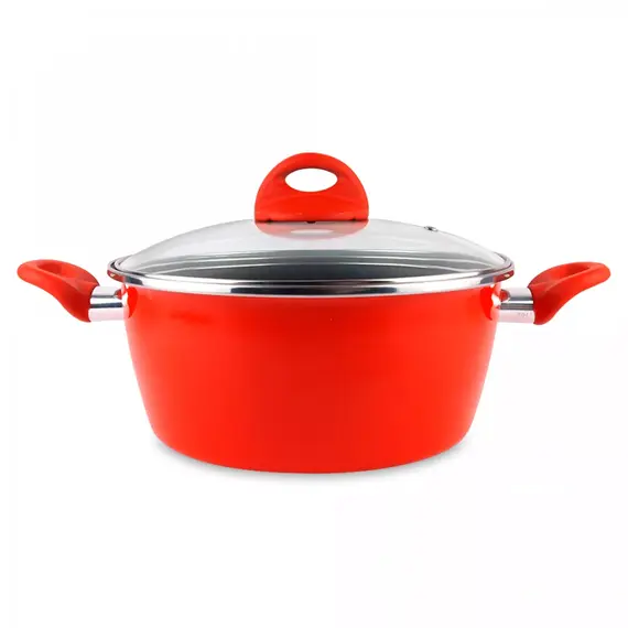 Кастрюля низкая с крышкой, 24 см, сталь, стеклоэмаль, серия Pomodoro, VITRINOR