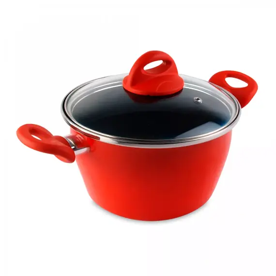 Кастрюля высокая с крышкой, 20 см, сталь, стеклоэмаль, серия Pomodoro, VITRINOR