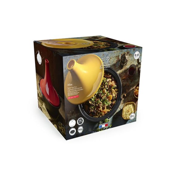 Тажин 33 см ( без ручек 30 см), h 23 см, основание - кованный алюминий с антипригарным покрытием, крышка - керамика, зеленая, ATLAS GREEN FOREST, Peugeot, изображение 7