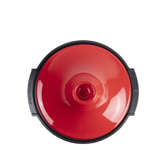 Тажин 33 см ( без ручек 30 см), h 23 см, основание - кованный алюминий с антипригарным покрытием, крышка - керамика, красная, ATLAS RED, Peugeot, изображение 5