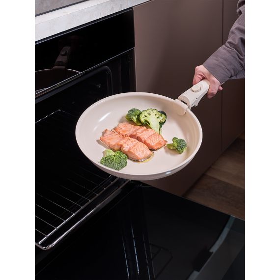 Набор посуды для приготовления со съемной ручкой Smart Ceramic, 7 предметов, цвета топленого молока, Smart Solutions, изображение 9