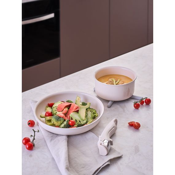 Набор посуды для приготовления со съемной ручкой Smart Ceramic, 7 предметов, цвета топленого молока, Smart Solutions, изображение 12