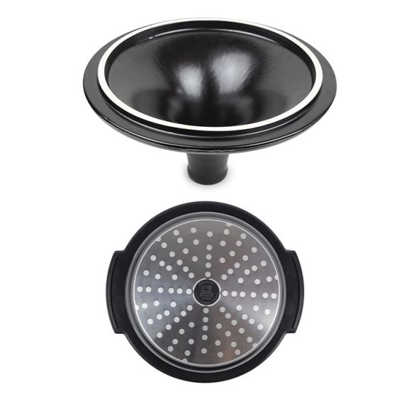 Тажин 33 см ( без ручек 30 см), h 23 см, основание - кованный алюминий с антипригарным покрытием, крышка - керамика, черная, ATLAS SATIN BLACK, Peugeot, изображение 6