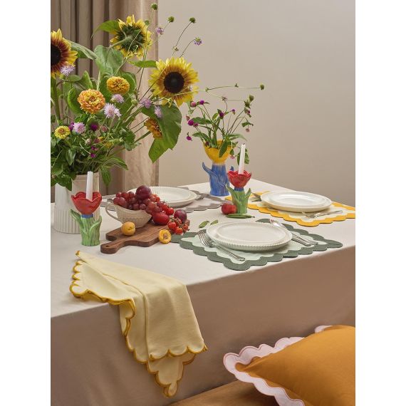 Салфетка под приборы с контрастным кантом горчичного цвета из коллекции Trendy Ruffles, 35х45 см, Tkano, изображение 5