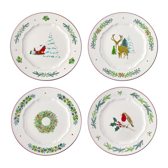 Набор из четырех тарелок Nordic winter из коллекции New Year Essential, ?23 см, Tkano