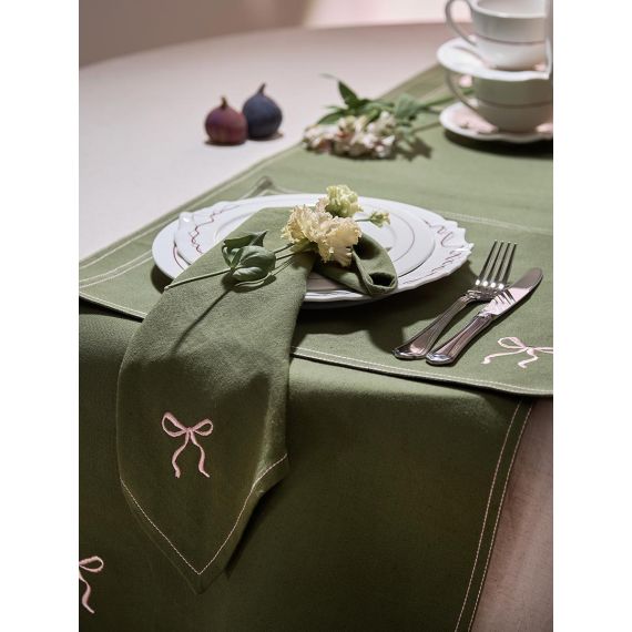 Дорожка на стол Fancy Bows оливкового цвета из коллекции Essential, 45x150 см, Tkano, изображение 3